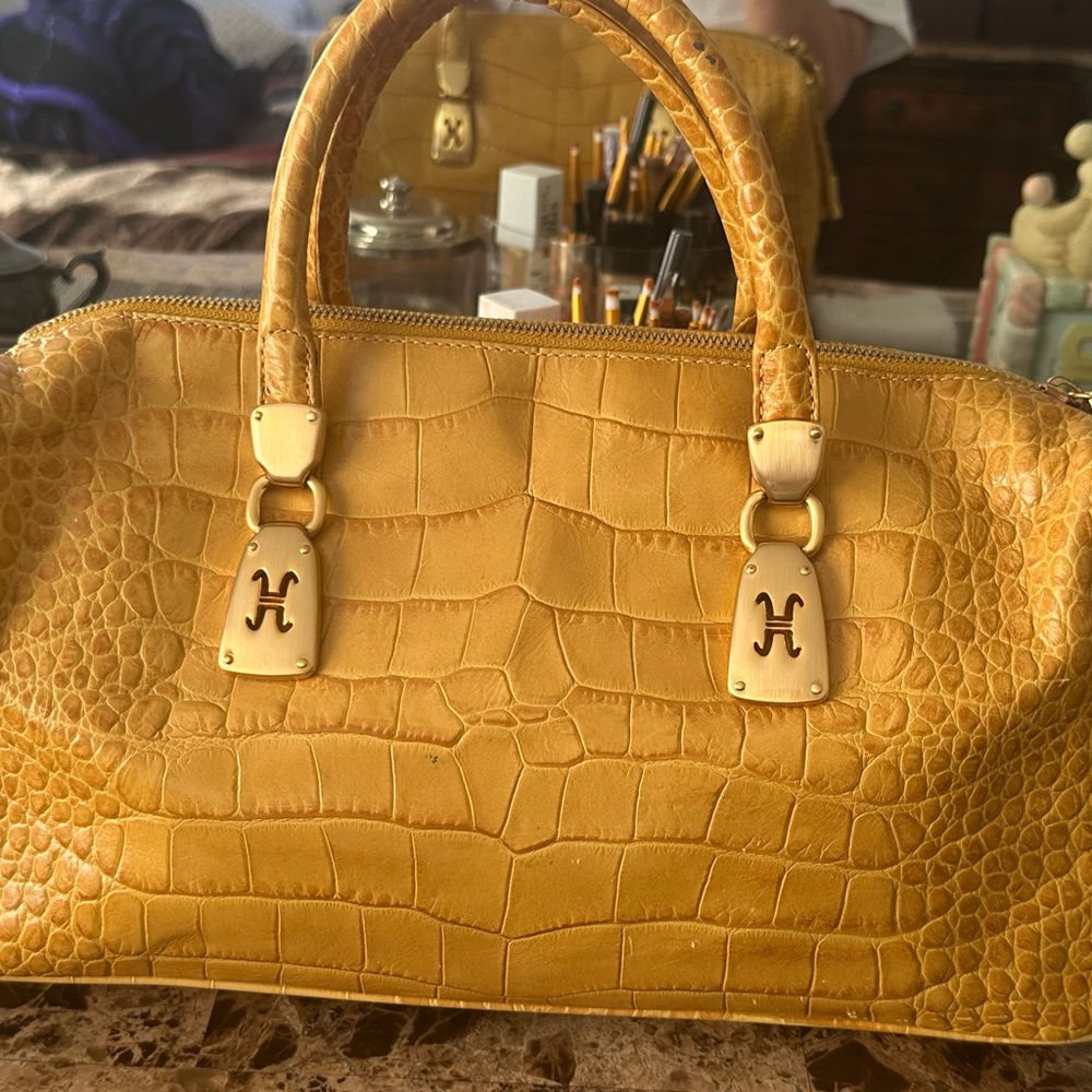 Cole Haan Gold Croc-Embossed Tote - Picture 8 of 12